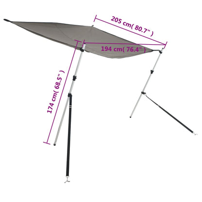 vidaXL Extension d'ombrage T-Top anthracite 174x205x(115-194) cm