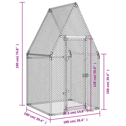 vidaXL Cage pour poules argenté 100x100x190 cm acier galvanisé