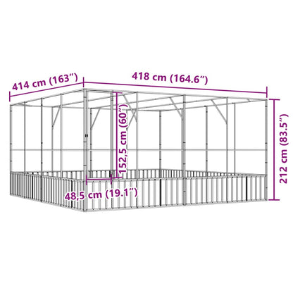 vidaXL Volière argenté 418x414x212 cm acier