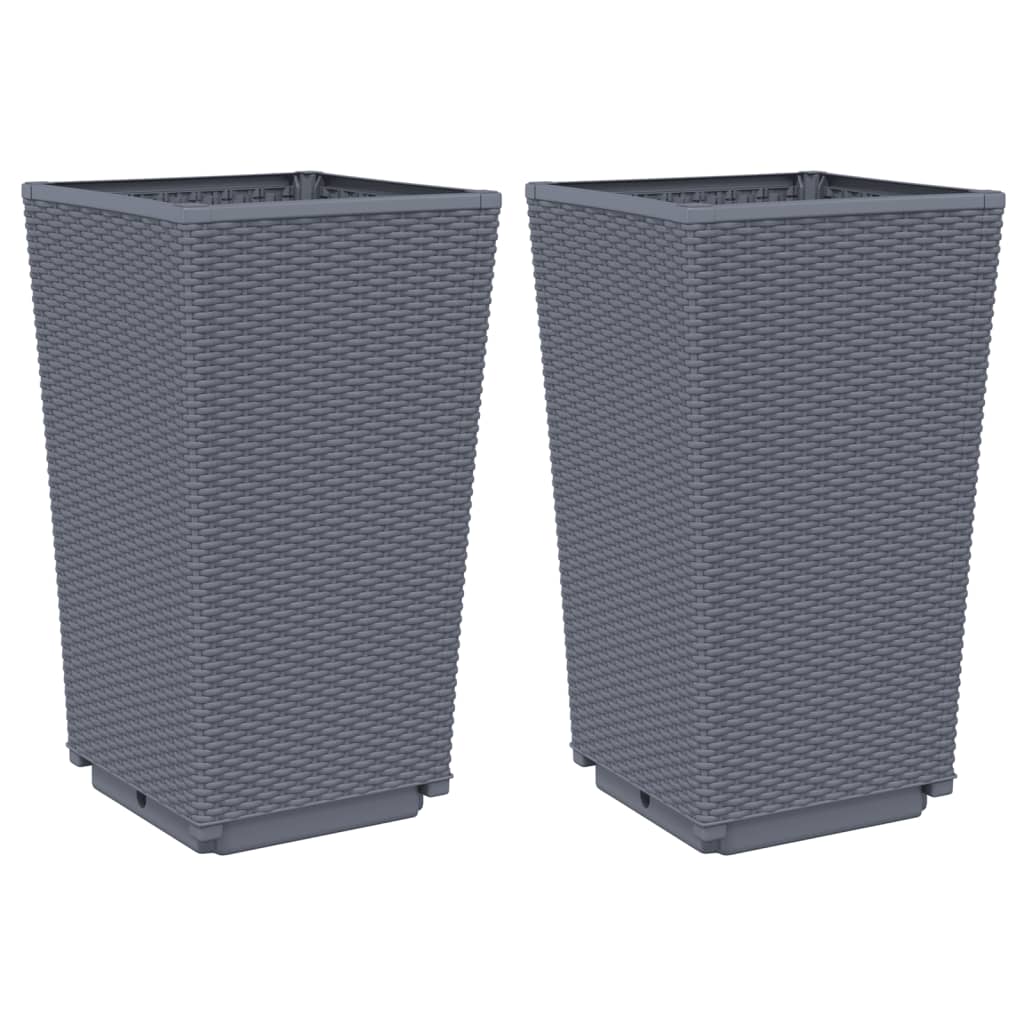 vidaXL Jardinières 2 pcs gris 32,5x32,5x57 cm polypropylène