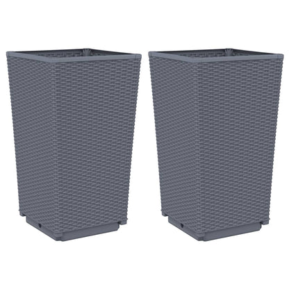 vidaXL Jardinières 2 pcs gris 32,5x32,5x57 cm polypropylène