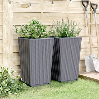 vidaXL Jardinières 2 pcs gris 32,5x32,5x57 cm polypropylène
