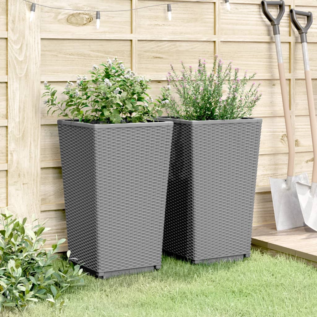 vidaXL Jardinières 2 pcs gris clair 32,5x32,5x57 cm polypropylène
