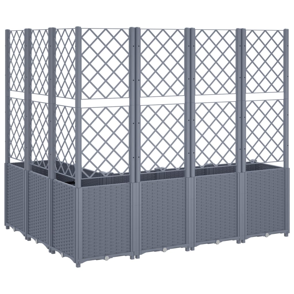 vidaXL Jardinière avec treillis gris 160x120x140 cm PP