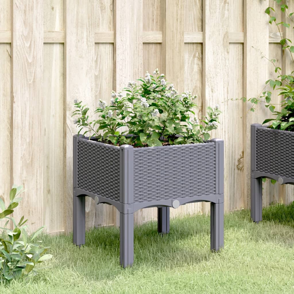vidaXL Jardinière avec pieds gris 40x40x42 cm PP