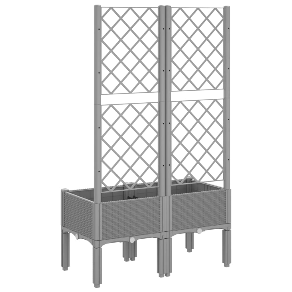 vidaXL Jardinière avec treillis gris clair 80x40x142 cm PP