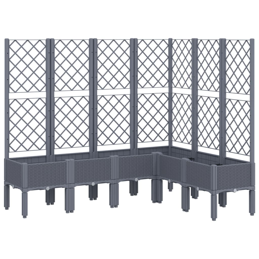 vidaXL Jardinière avec treillis gris 160x120x142 cm PP