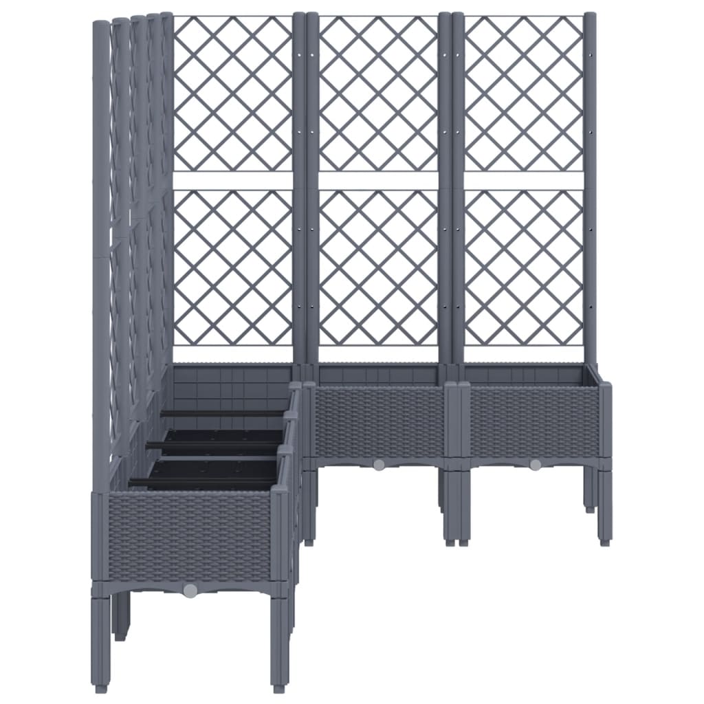 vidaXL Jardinière avec treillis gris 160x120x142 cm PP