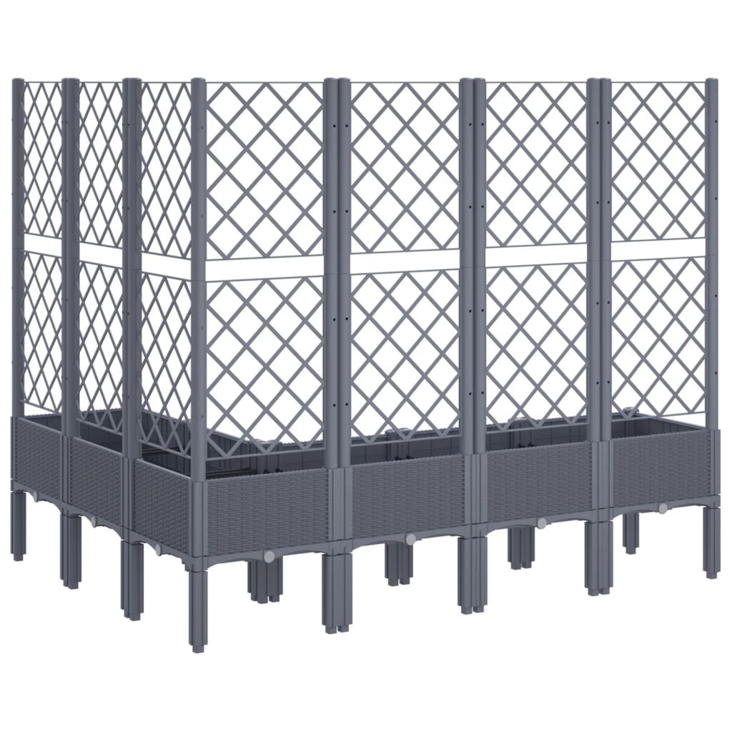 vidaXL Jardinière avec treillis gris 160x120x142 cm PP