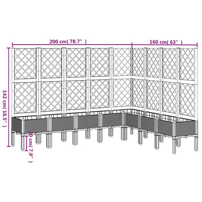 vidaXL Jardinière avec treillis blanc 200x160x142 cm PP