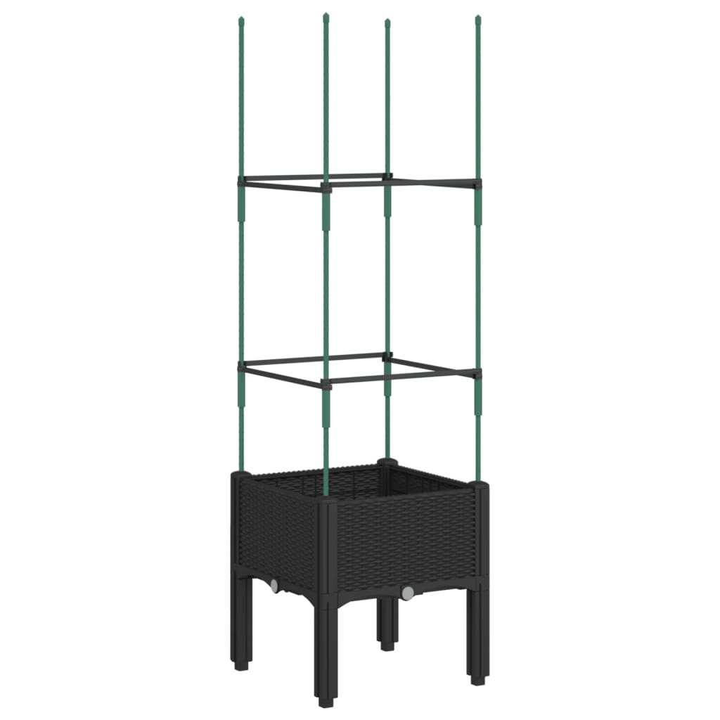 vidaXL Jardinière avec treillis noir 40x40x142,5 cm PP