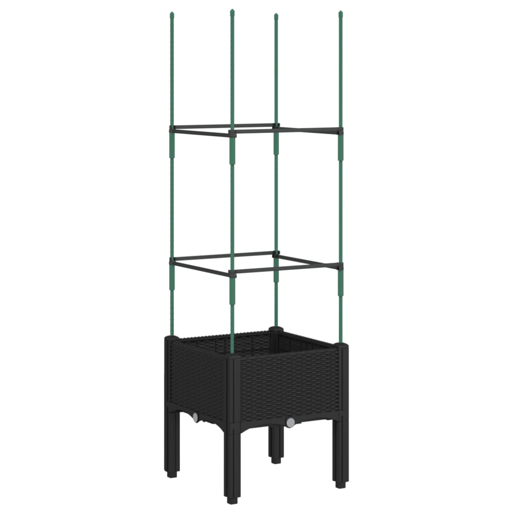 vidaXL Jardinière avec treillis noir 40x40x142,5 cm PP