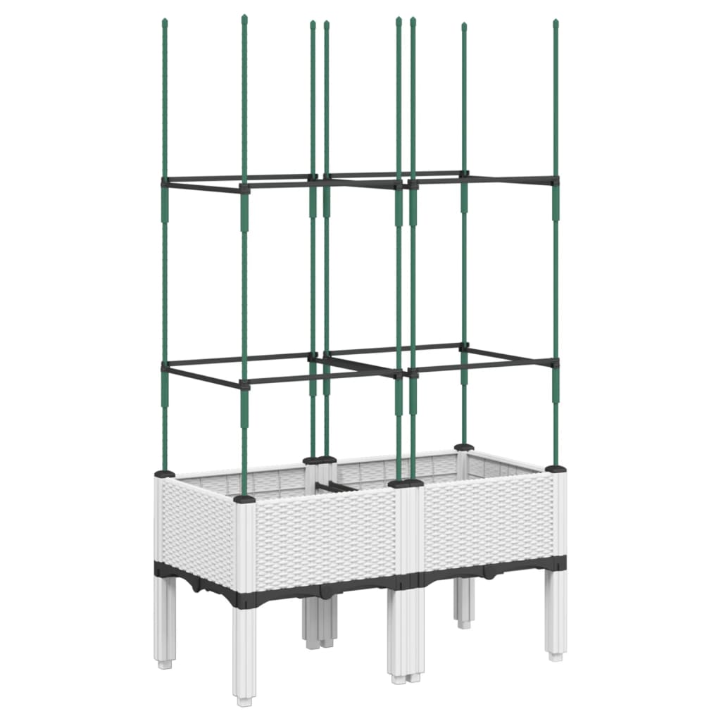 vidaXL Jardinière avec treillis blanc 80x40x142,5 cm PP