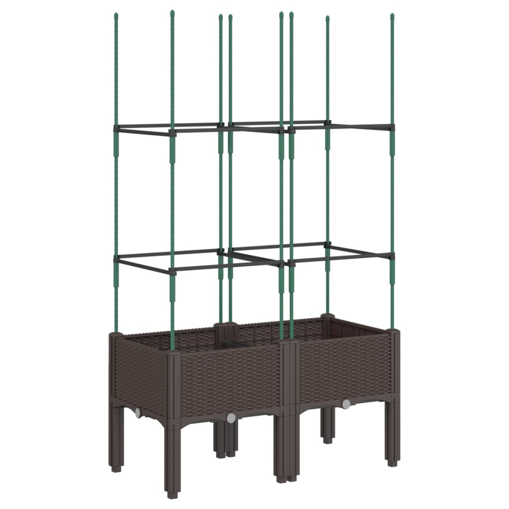 vidaXL Jardinière avec treillis marron 80x40x142,5 cm PP