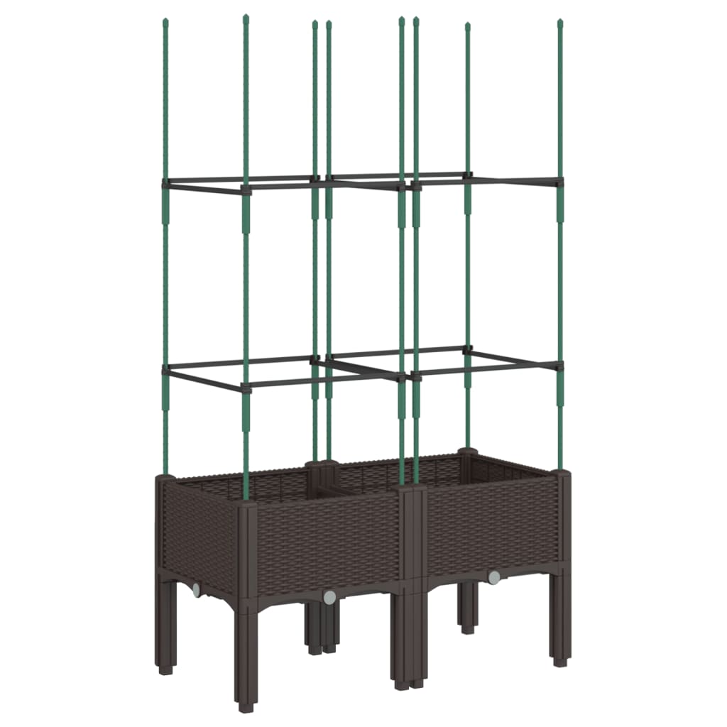 vidaXL Jardinière avec treillis marron 80x40x142,5 cm PP