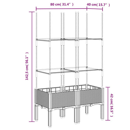 vidaXL Jardinière avec treillis marron 80x40x142,5 cm PP