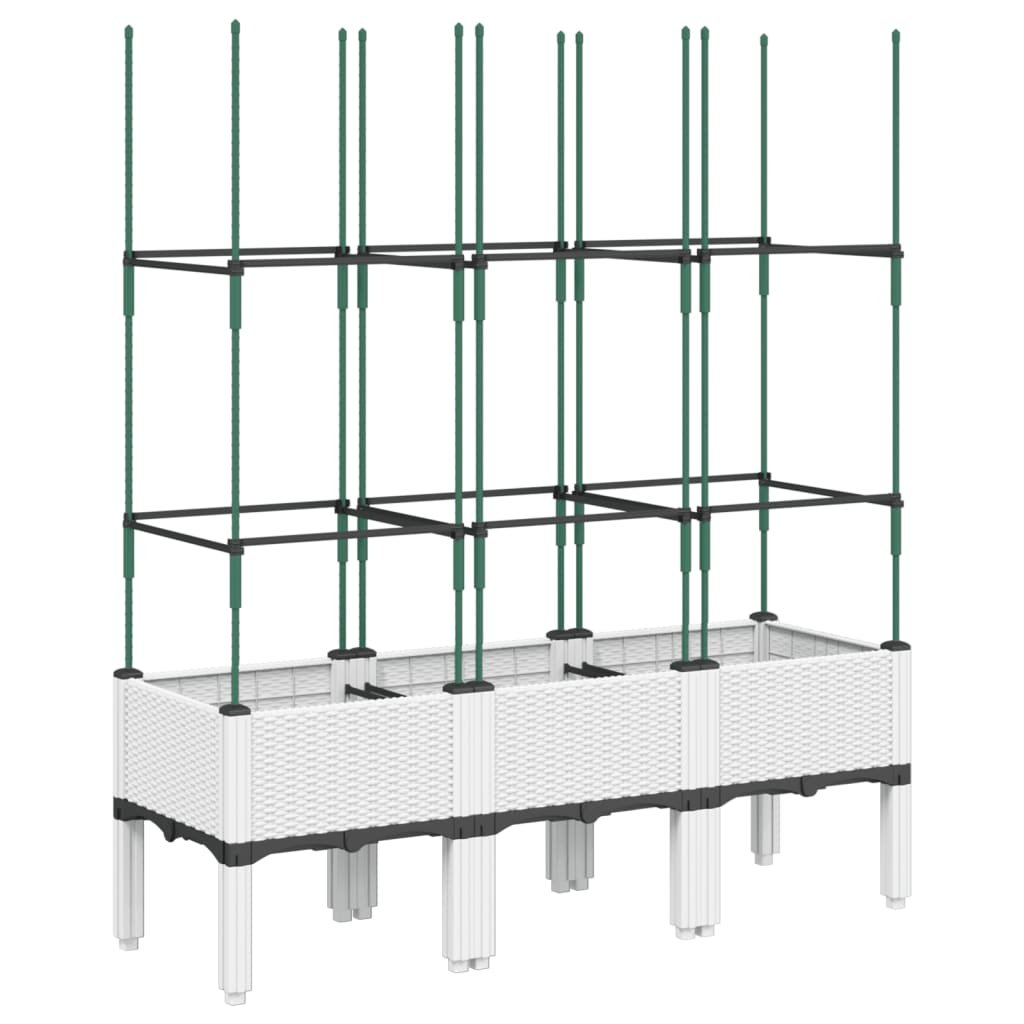 vidaXL Jardinière avec treillis blanc 120x40x142,5 cm PP