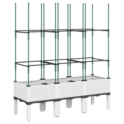 vidaXL Jardinière avec treillis blanc 120x40x142,5 cm PP