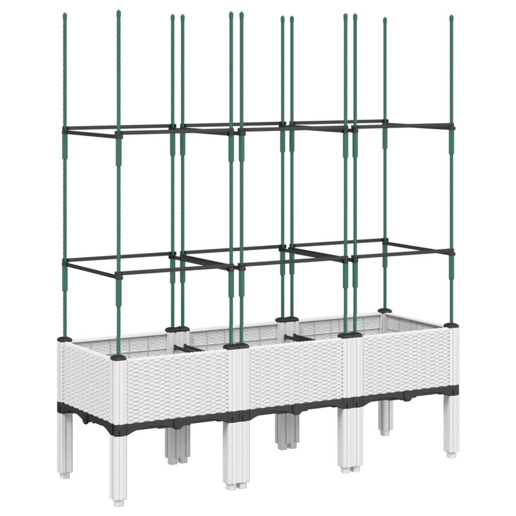 vidaXL Jardinière avec treillis blanc 120x40x142,5 cm PP