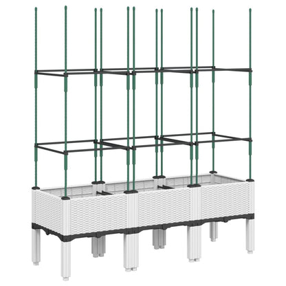 vidaXL Jardinière avec treillis blanc 120x40x142,5 cm PP