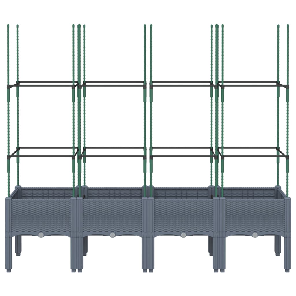 vidaXL Jardinière avec treillis gris 160x40x142,5 cm PP