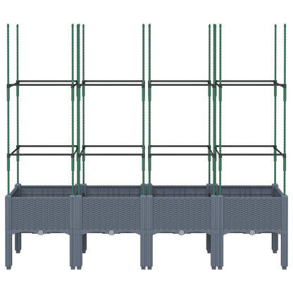 vidaXL Jardinière avec treillis gris 160x40x142,5 cm PP