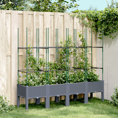 vidaXL Jardinière avec treillis gris 160x40x142,5 cm PP