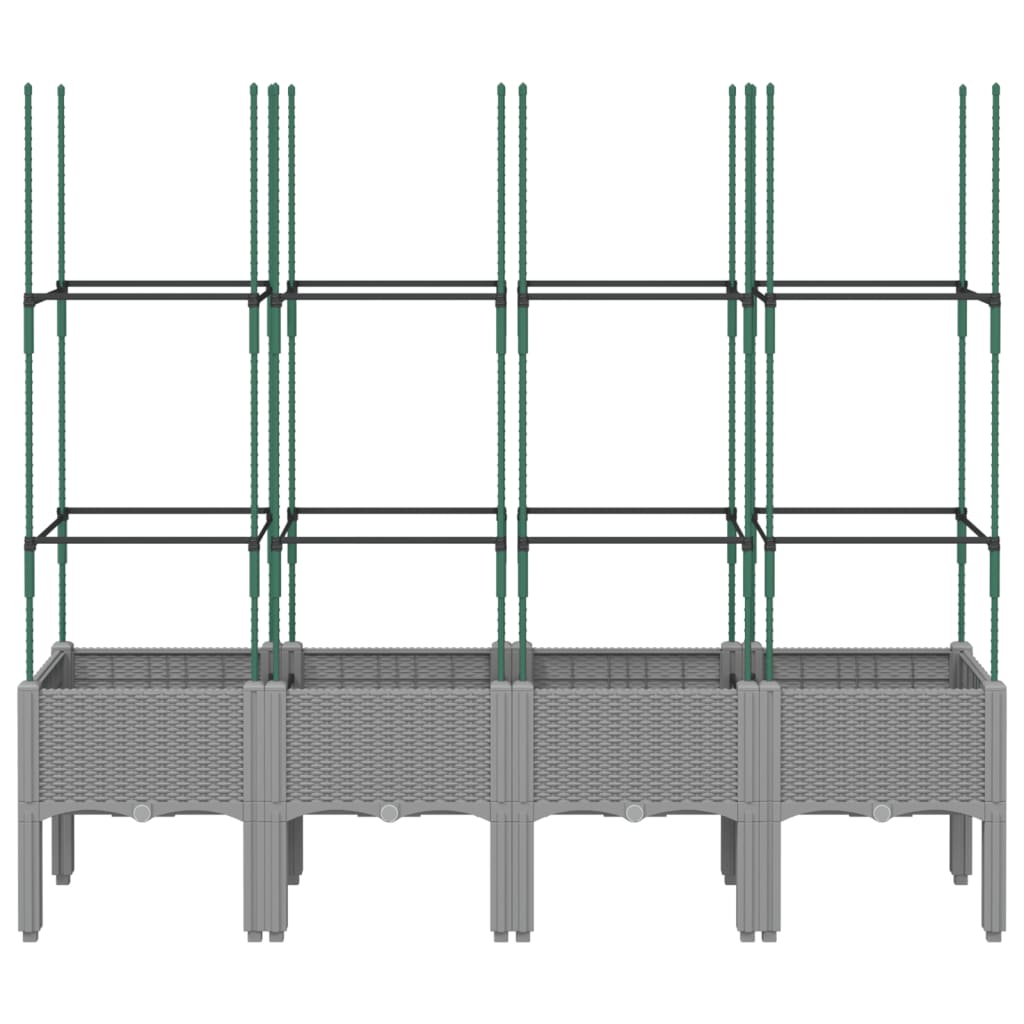 vidaXL Jardinière avec treillis gris clair 160x40x142,5 cm PP