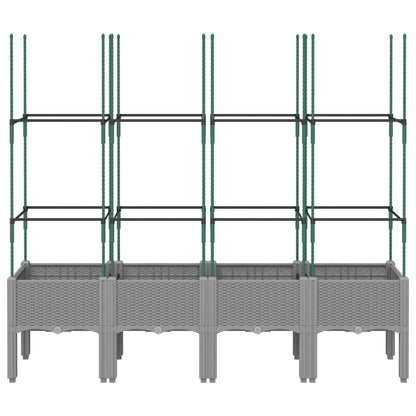 vidaXL Jardinière avec treillis gris clair 160x40x142,5 cm PP