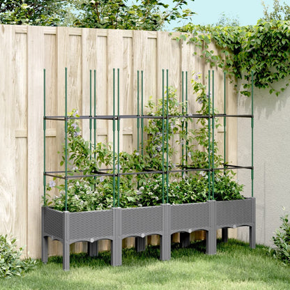 vidaXL Jardinière avec treillis gris clair 160x40x142,5 cm PP