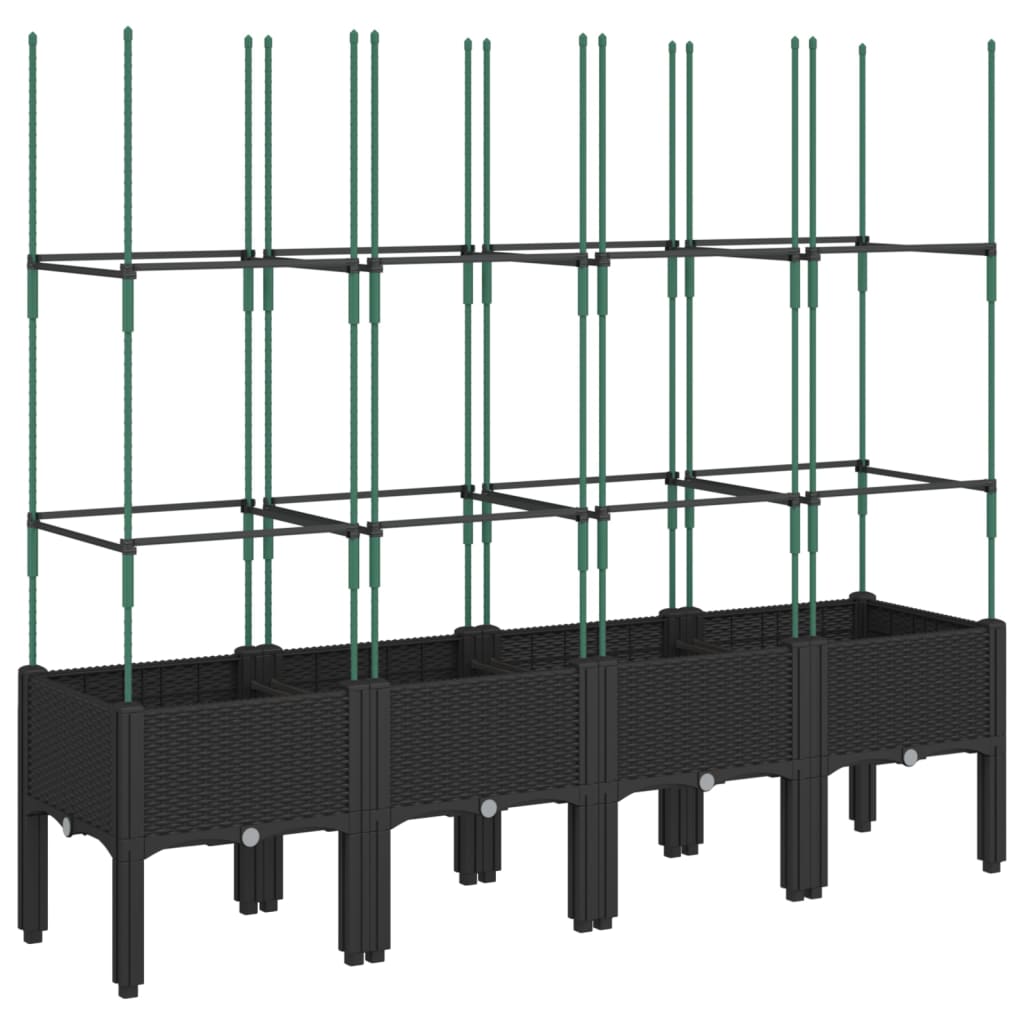 vidaXL Jardinière avec treillis noir 160x40x142,5 cm PP