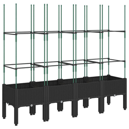 vidaXL Jardinière avec treillis noir 160x40x142,5 cm PP