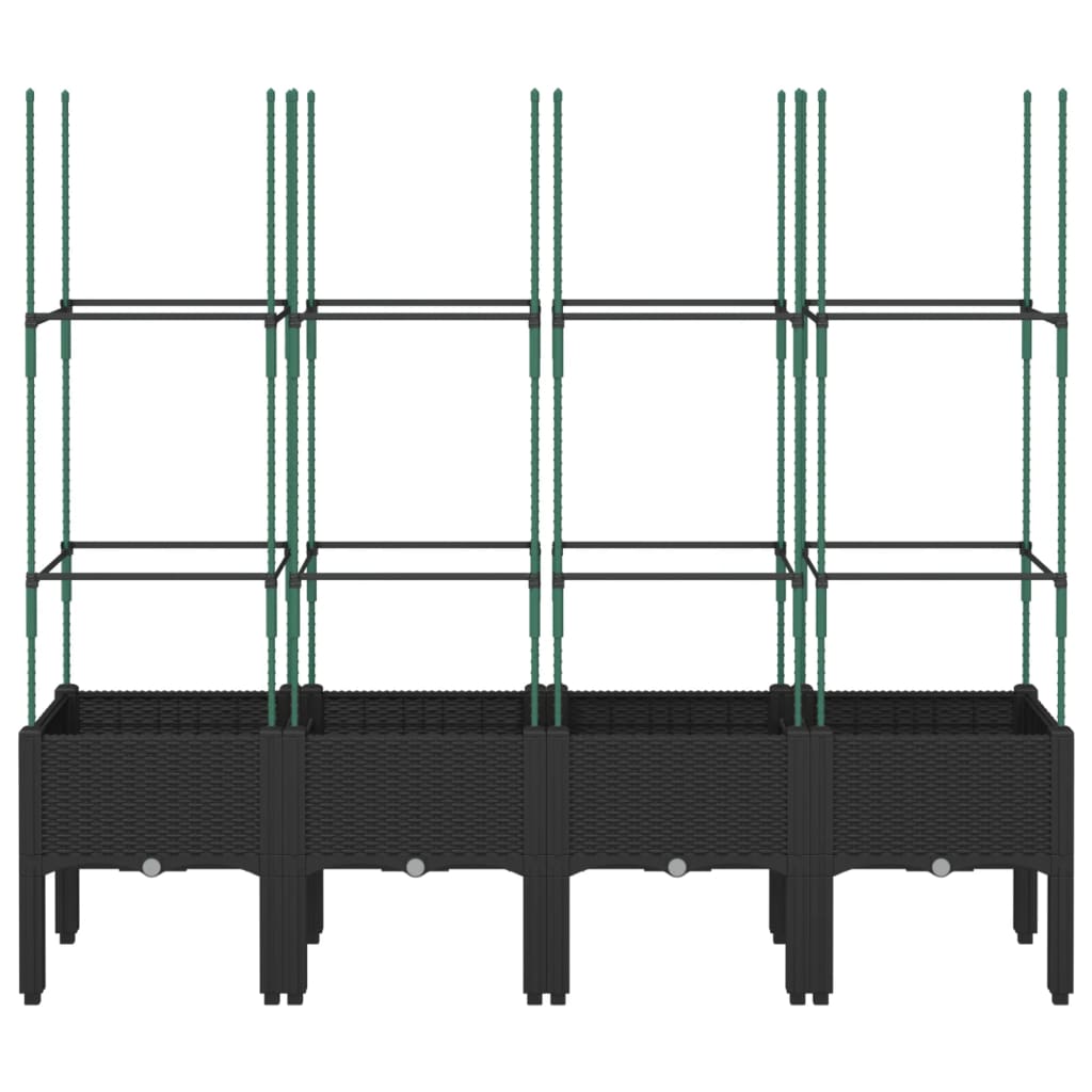 vidaXL Jardinière avec treillis noir 160x40x142,5 cm PP
