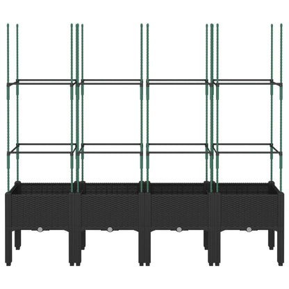 vidaXL Jardinière avec treillis noir 160x40x142,5 cm PP