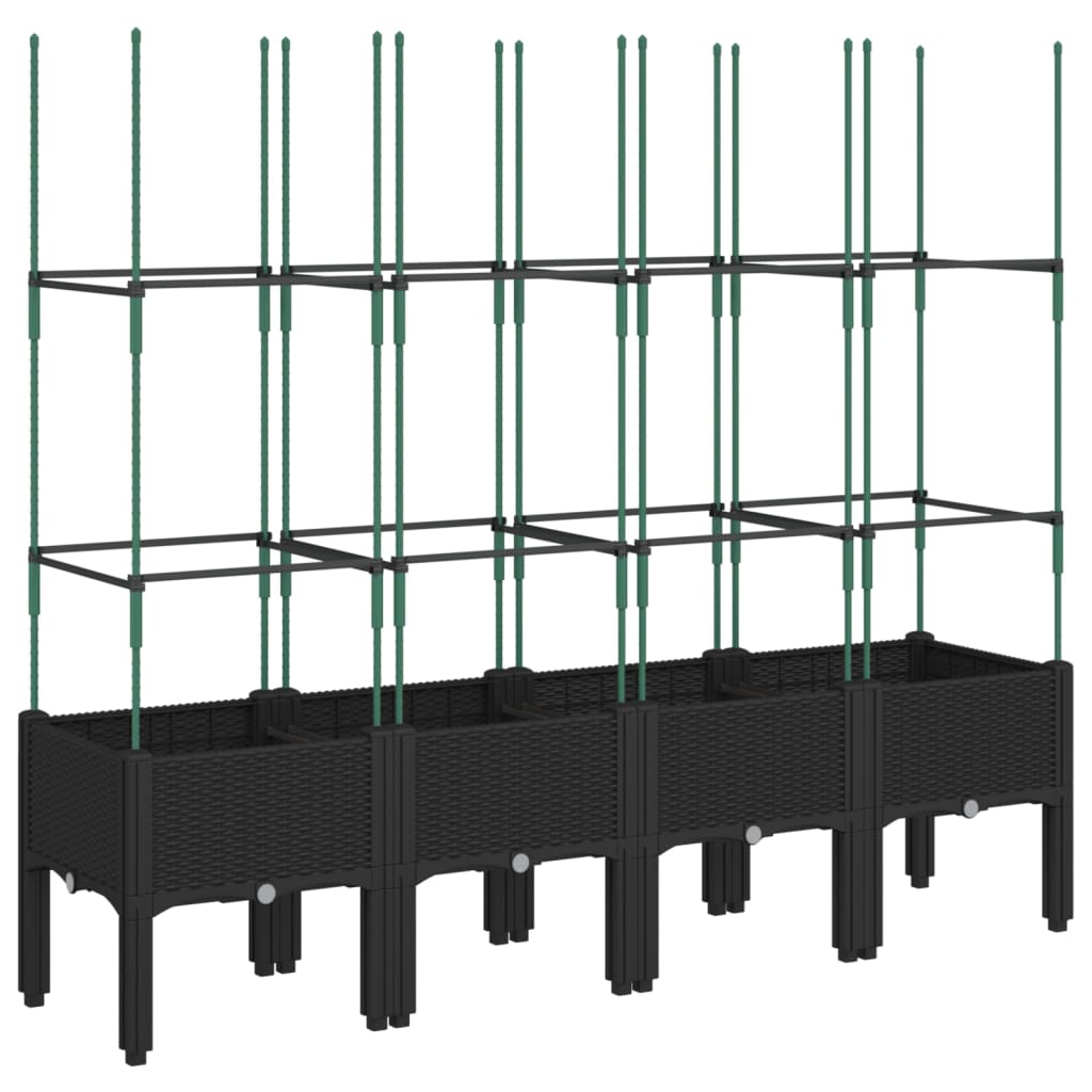 vidaXL Jardinière avec treillis noir 160x40x142,5 cm PP