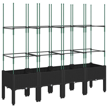 vidaXL Jardinière avec treillis noir 160x40x142,5 cm PP
