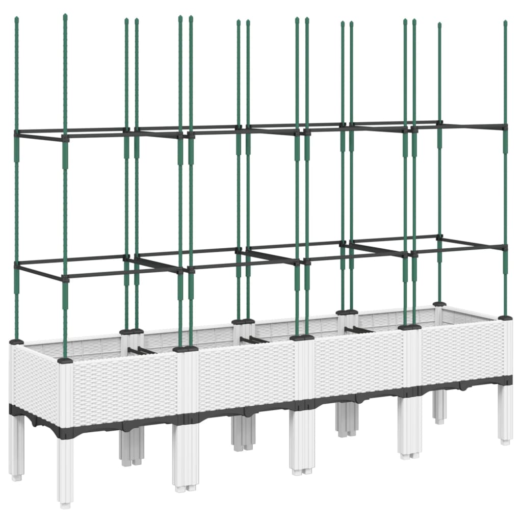 vidaXL Jardinière avec treillis blanc 160x40x142,5 cm PP