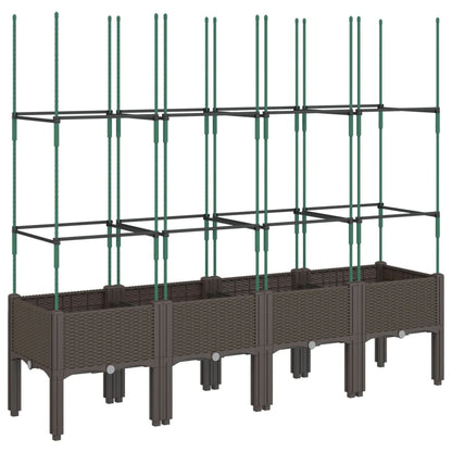 vidaXL Jardinière avec treillis marron 160x40x142,5 cm PP