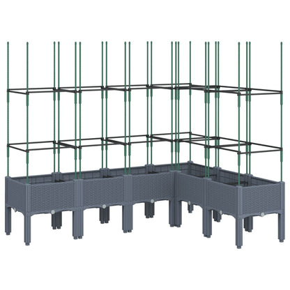 vidaXL Jardinière avec treillis gris 160x120x142,5 cm PP