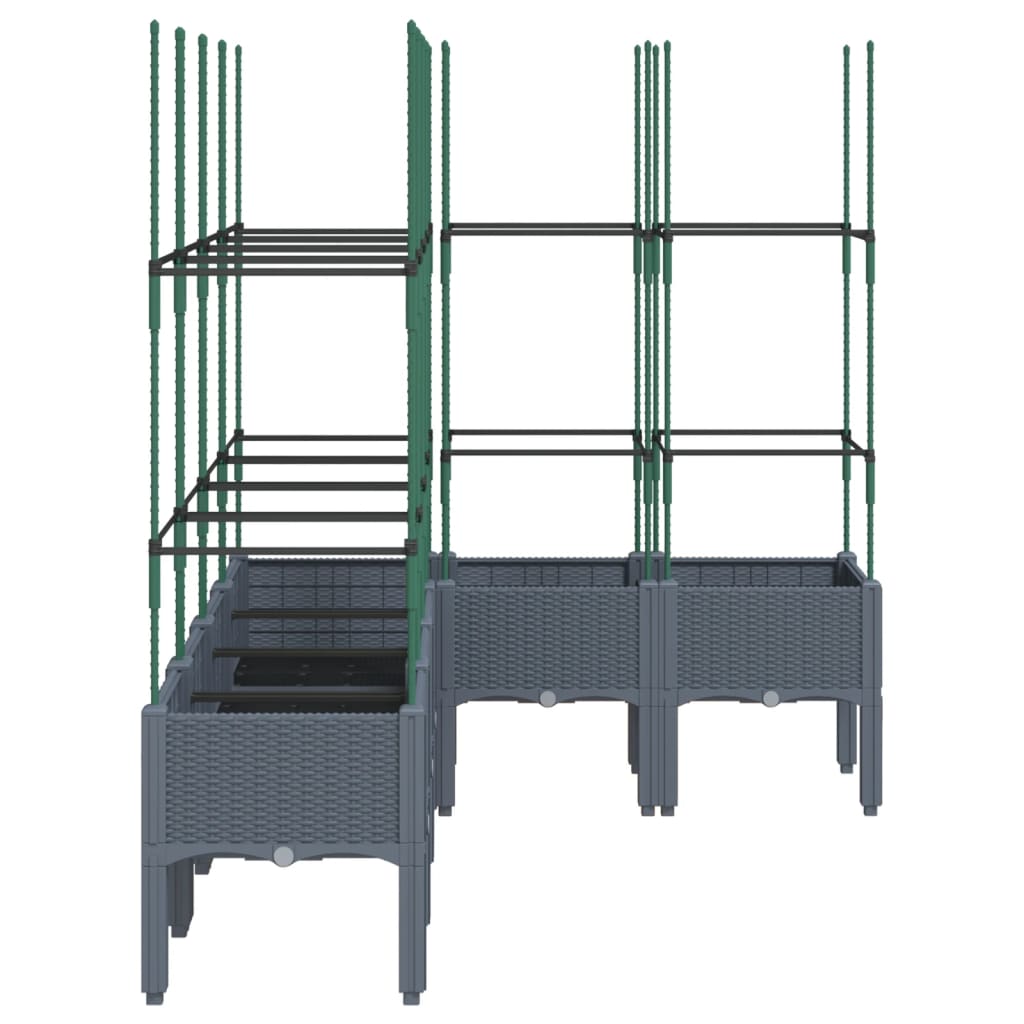 vidaXL Jardinière avec treillis gris 160x120x142,5 cm PP