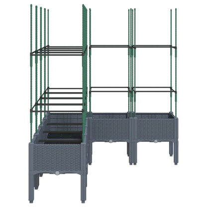 vidaXL Jardinière avec treillis gris 160x120x142,5 cm PP