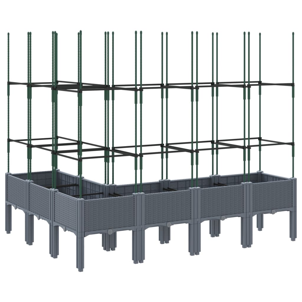 vidaXL Jardinière avec treillis gris 160x120x142,5 cm PP