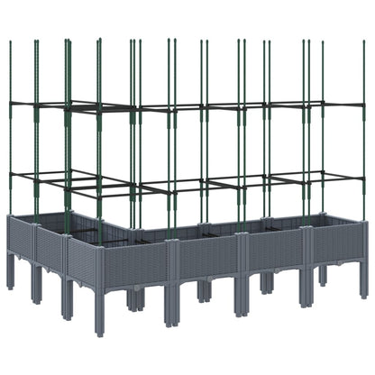 vidaXL Jardinière avec treillis gris 160x120x142,5 cm PP