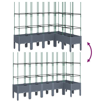 vidaXL Jardinière avec treillis gris 160x120x142,5 cm PP