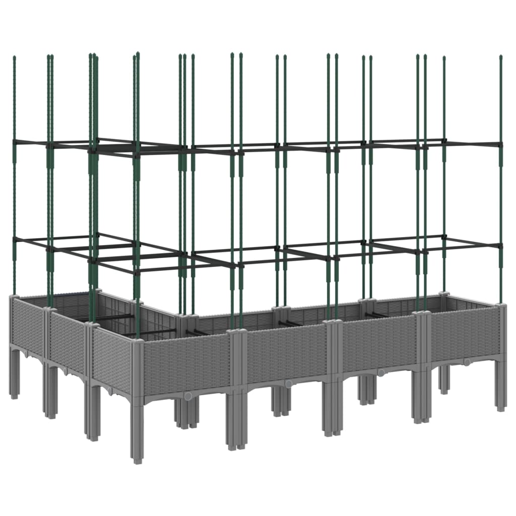 vidaXL Jardinière avec treillis gris clair 160x120x142,5 cm PP