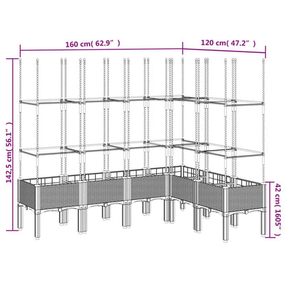 vidaXL Jardinière avec treillis gris clair 160x120x142,5 cm PP