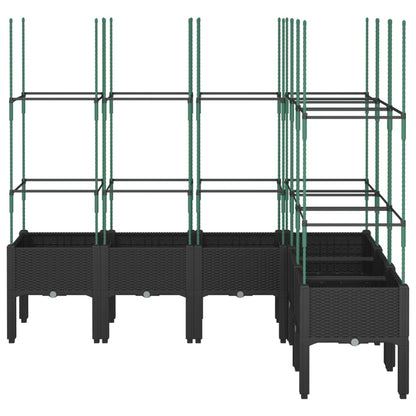 vidaXL Jardinière avec treillis noir 160x120x142,5 cm PP