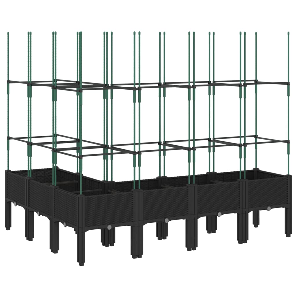 vidaXL Jardinière avec treillis noir 160x120x142,5 cm PP