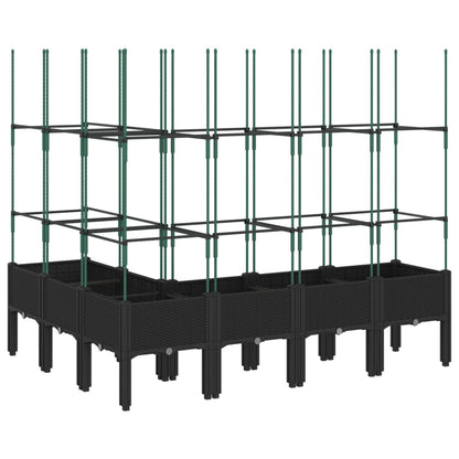 vidaXL Jardinière avec treillis noir 160x120x142,5 cm PP