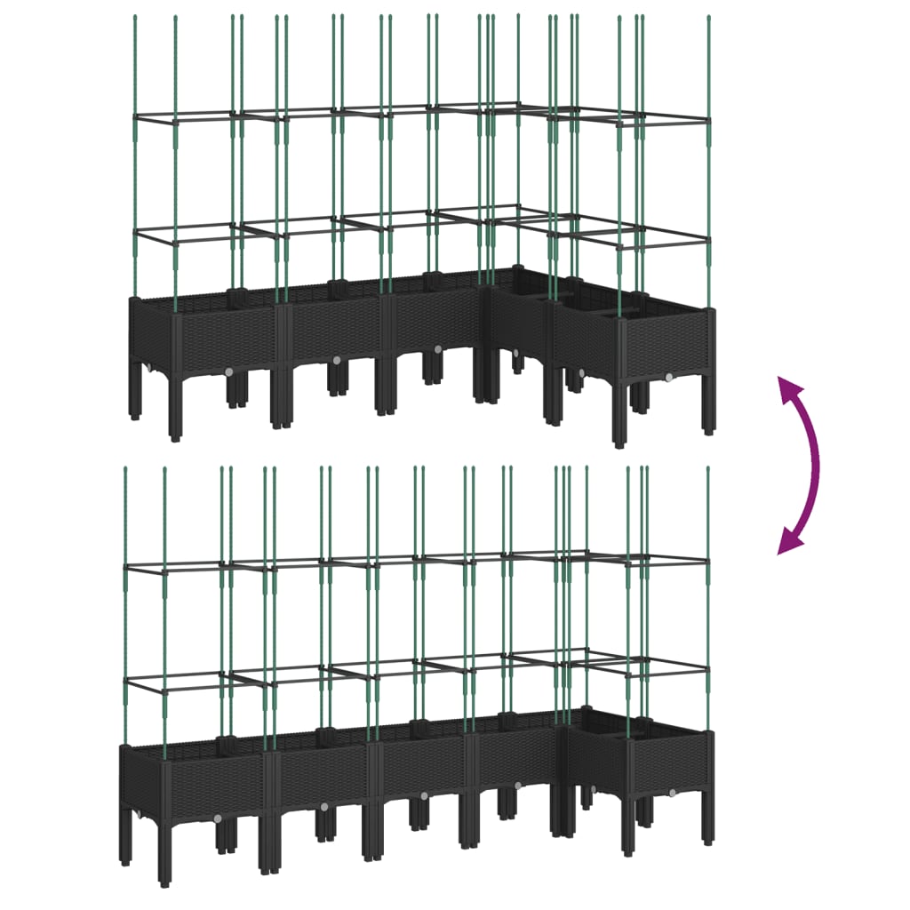 vidaXL Jardinière avec treillis noir 160x120x142,5 cm PP